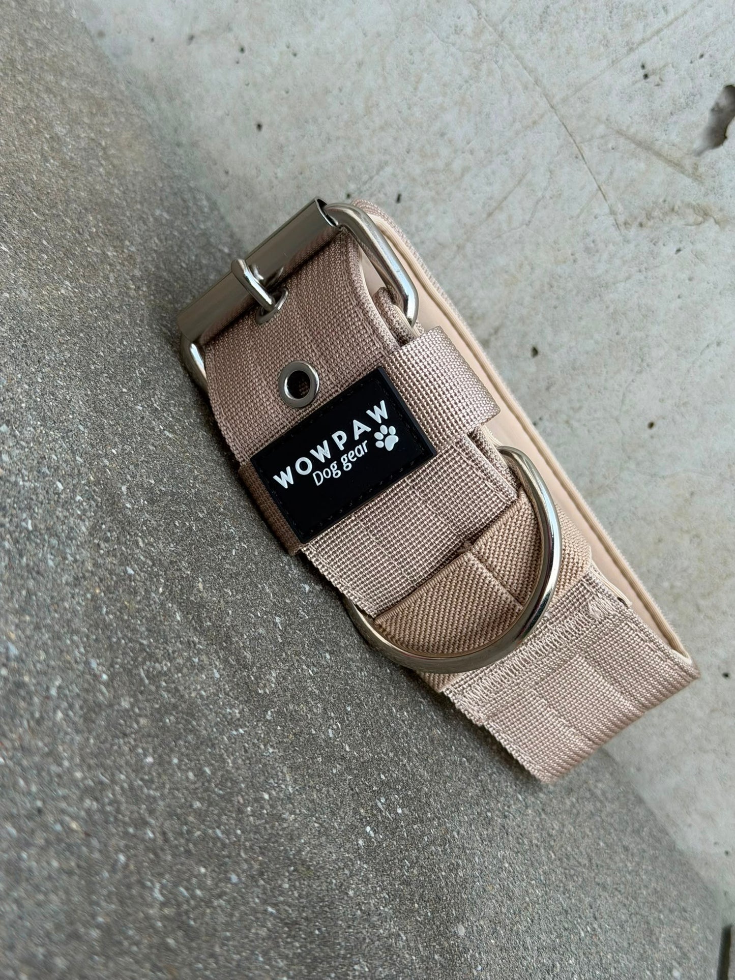 Hochwertiges Basic Hundehalsband Beige 5cm Größe L