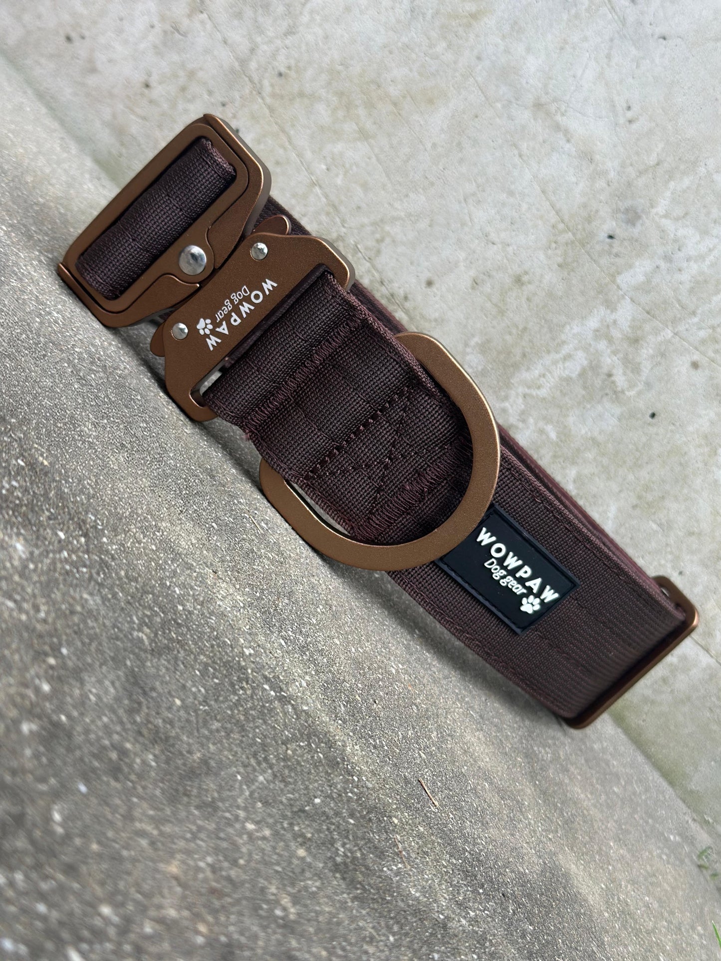 Taktisches Hundehalsband 5cm ULTRA LIGHT Espresso Braun Edition S ohne Griff