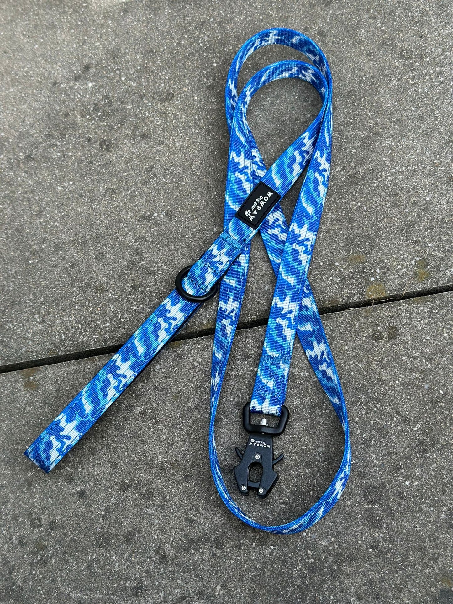 Taktische Hundeleine ULTRA LIGHT SOFTLINE XXS Blau Camouflage – 1,5 m mit Mini-Froschkarabiner