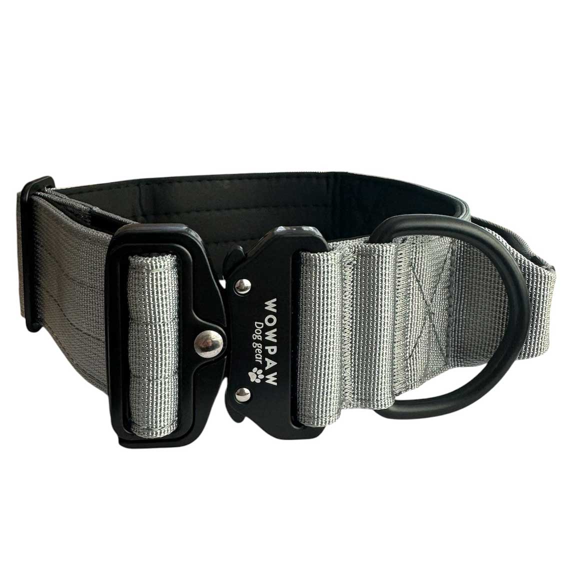 Hochwertiges taktisches Hundehalsband Grau Größe M – Wowpaw Online Shop