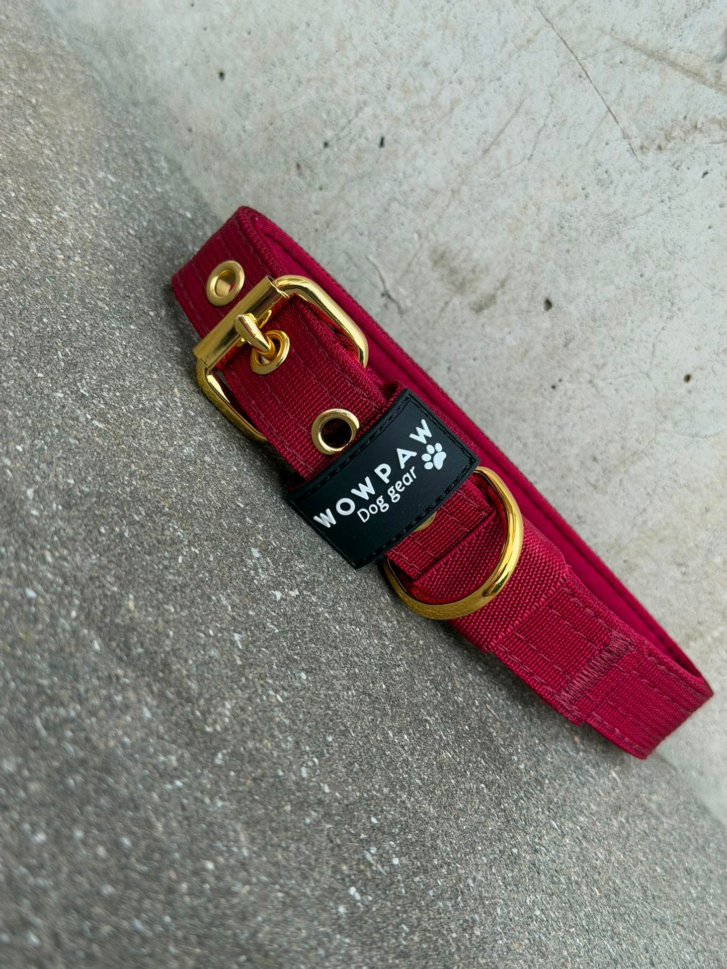 Hochwertiges Basic Hundehalsband Burgund 2,5cm Größe M