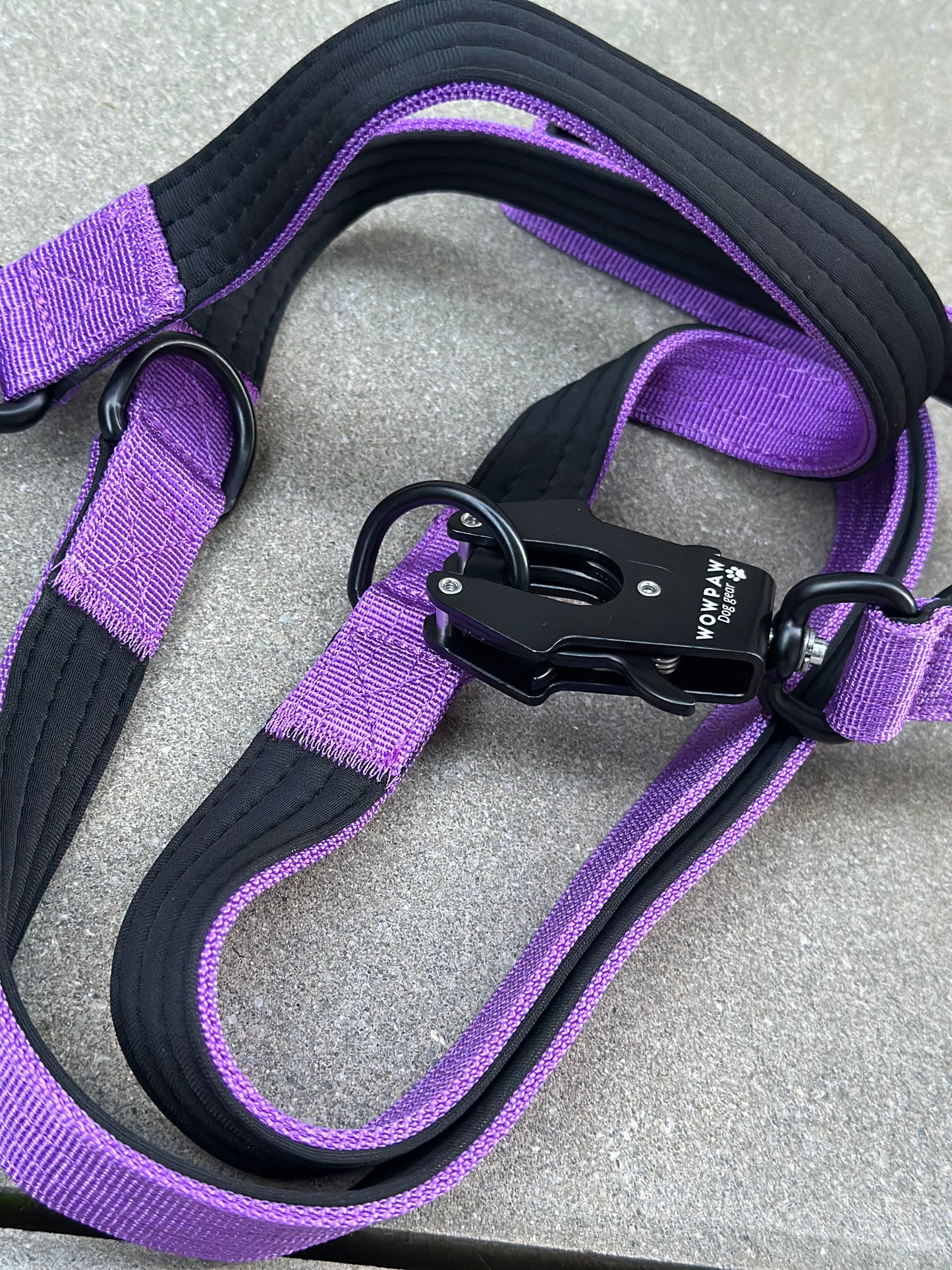 Guinzaglio tattico per cani con moschettone a rana, girevole a 360°, lunghezza 1,8 m, viola scuro