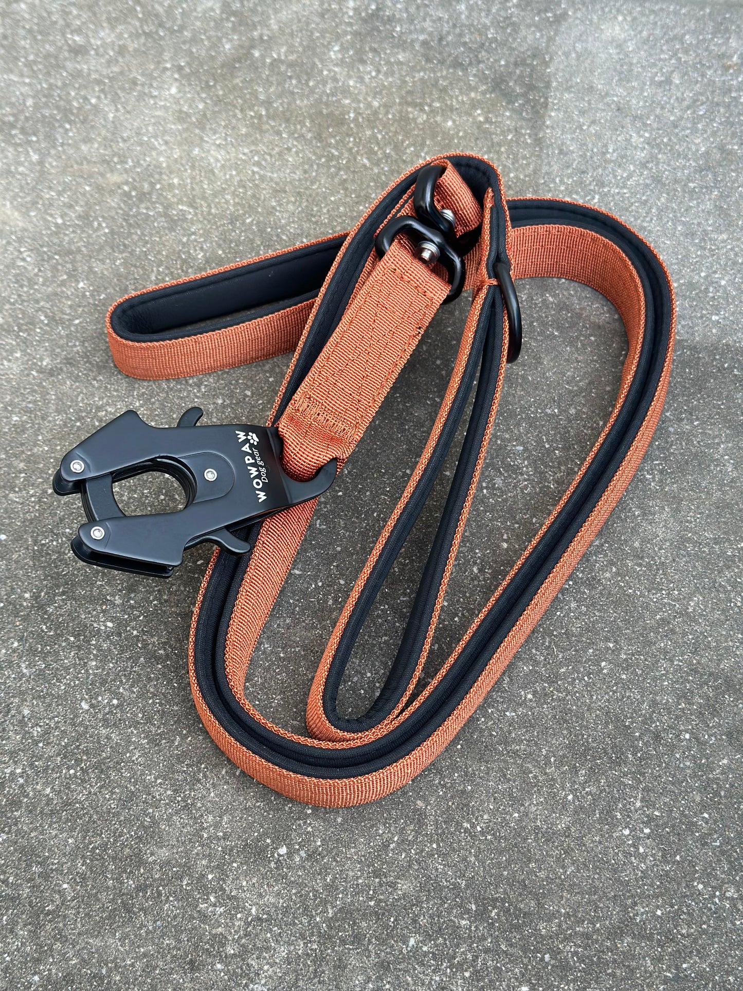 Guinzaglio tattico per cani con moschettone a rana, girevole a 360°, lunghezza 1,8 m, nero