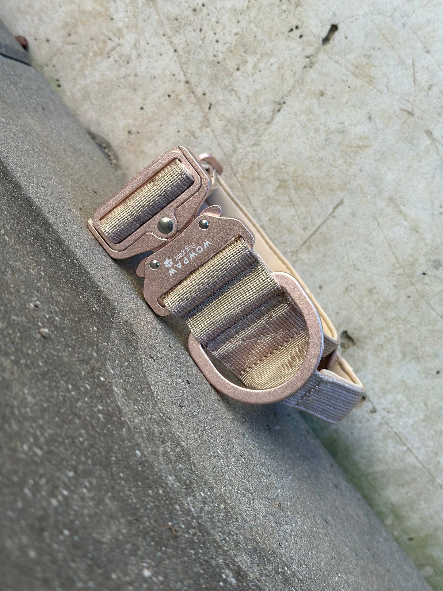 Wysokiej jakości taktyczna obroża dla psa 5cm ULTRA JASNY BEŻ Rozmiar wydania M