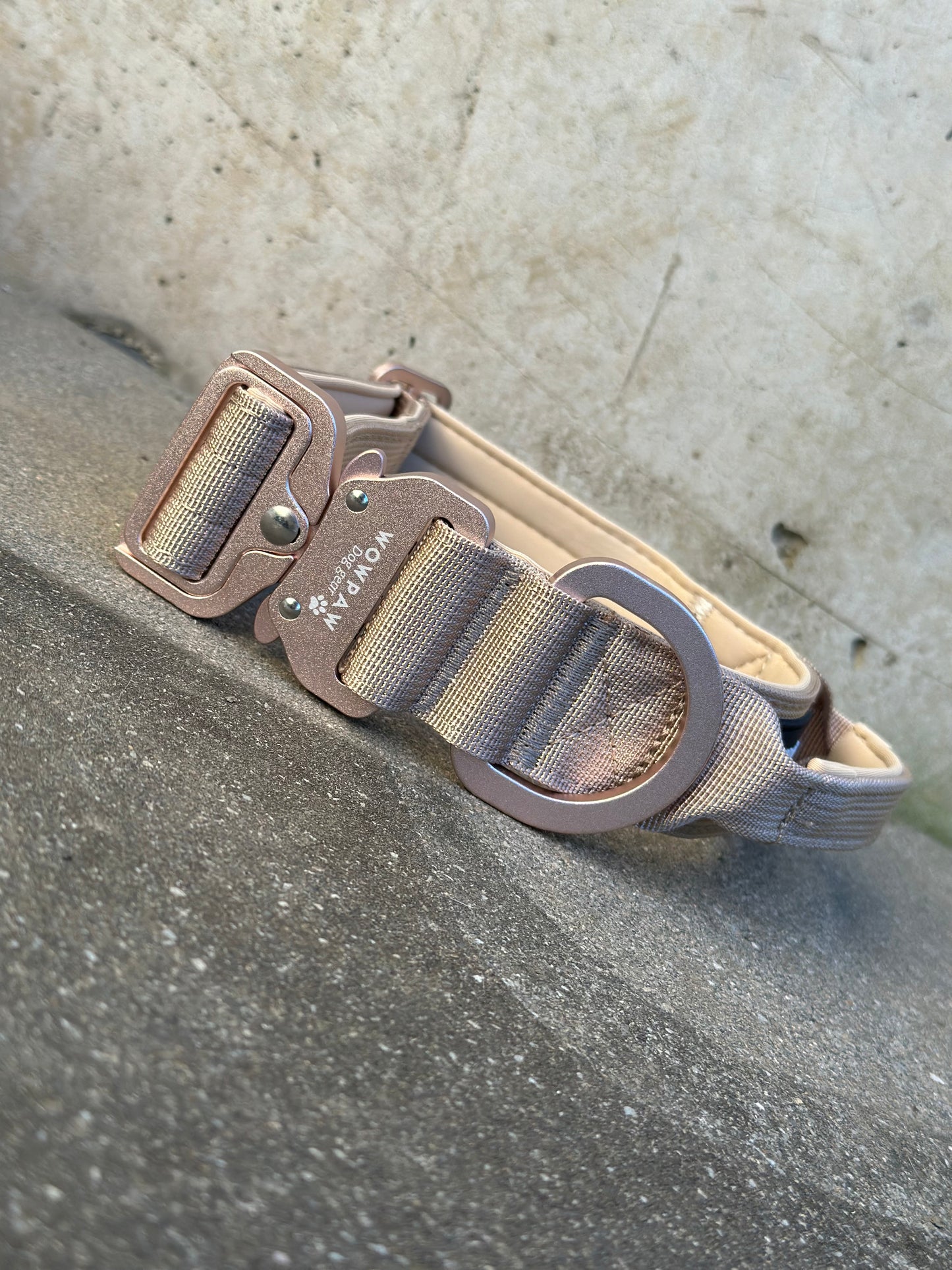 Hochwertiges taktisches Hundehalsband 3,8cm ULTRA LIGHT BEIGE Edition Größe L
