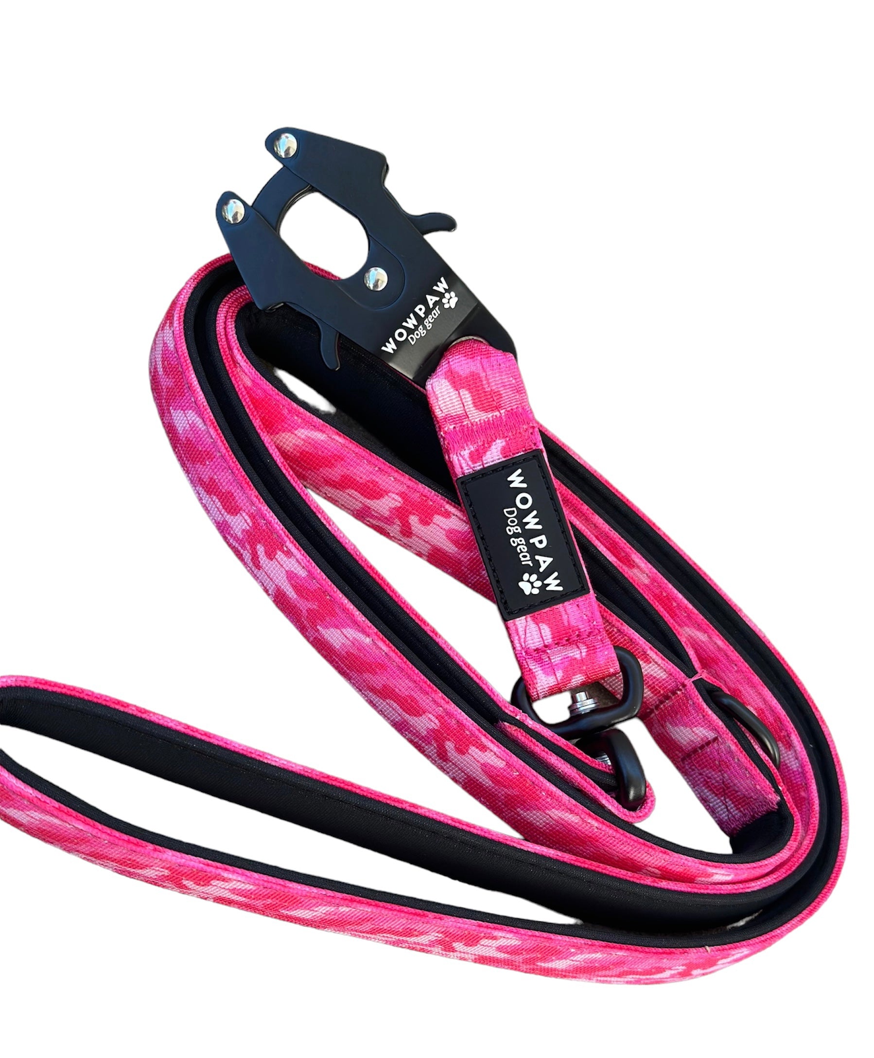 Taktische Hundeleine mit Froschkarabiner 360 drehbar Lnge 1,8m Pink-   Wowpaw Online Shop