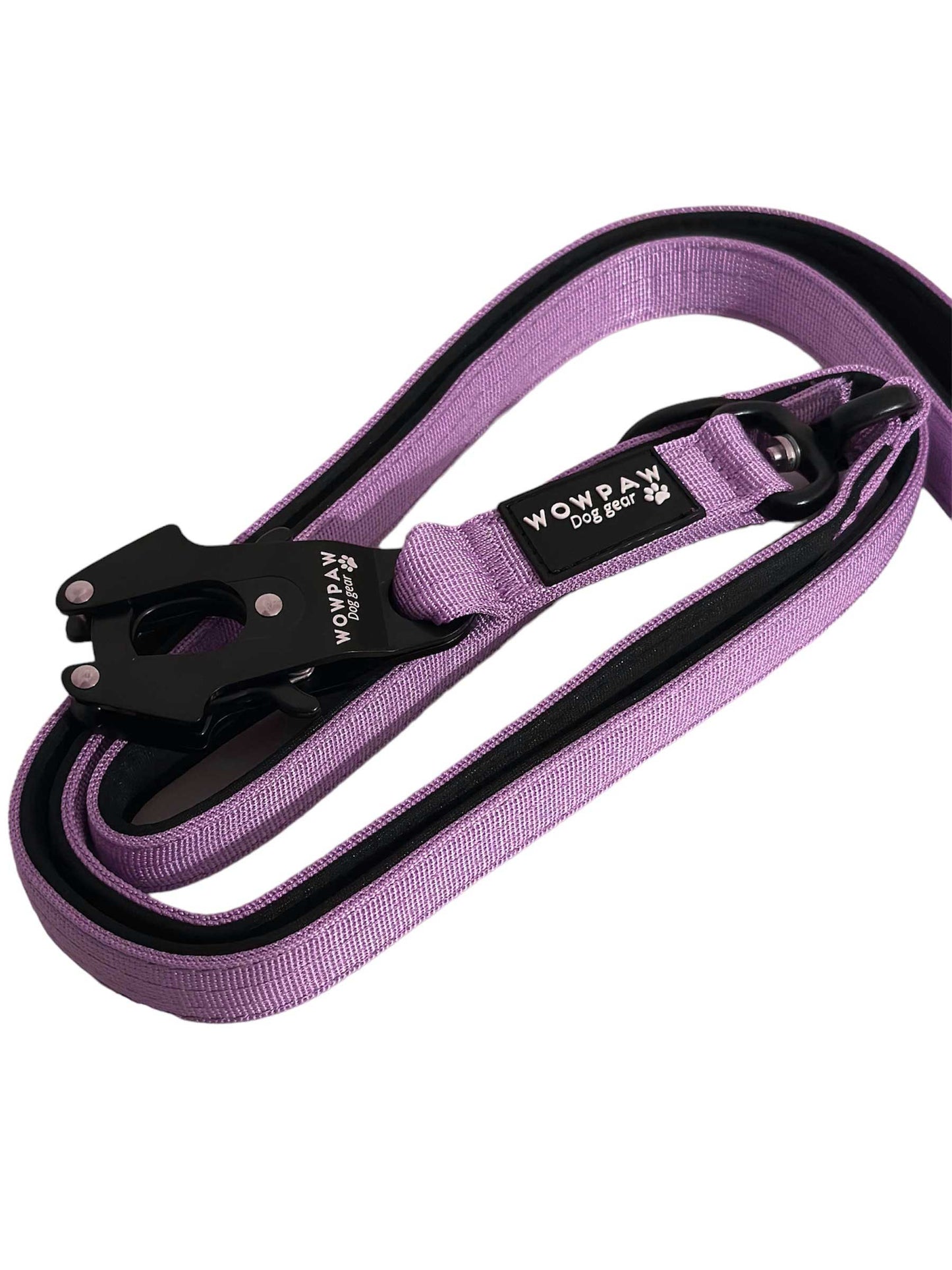 Taktyczna smycz dla psa z karabińczykiem żaba, obracana o 360°, długość 1,8 m, jasnofioletowa
