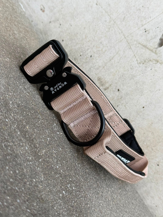 Wysokiej jakości taktyczna obroża dla psa, beżowa, rozmiar S, szerokość 3,8cm