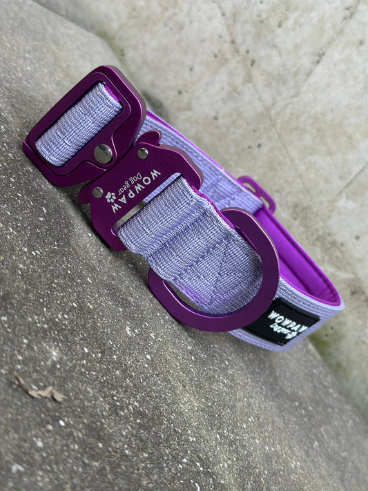 Hochwertiges taktisches Hundehalsband 3,8cm ULTRA LIGHT Flieder Edition Größe M ohne Griff