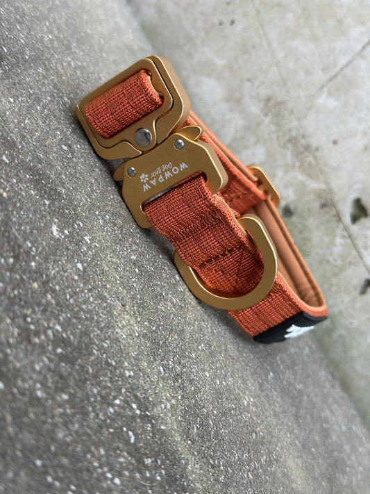 Hochwertiges taktisches Hundehalsband XS 2,5cm Espresso Kupfer Edition ohne Griff