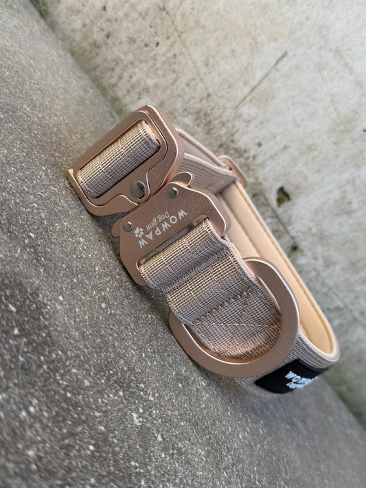 Taktisches Hundehalsband 3,8cm ULTRA LIGHT Beige Edition Größe S ohne Griff