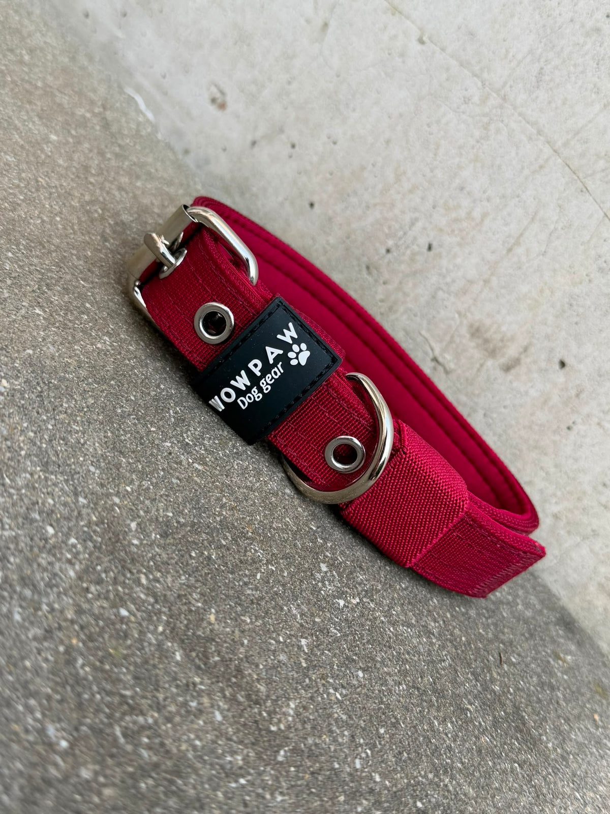 Wysokiej jakości podstawowa obroża dla psa Burgund-srebro Edition 2,5cm rozmiar L