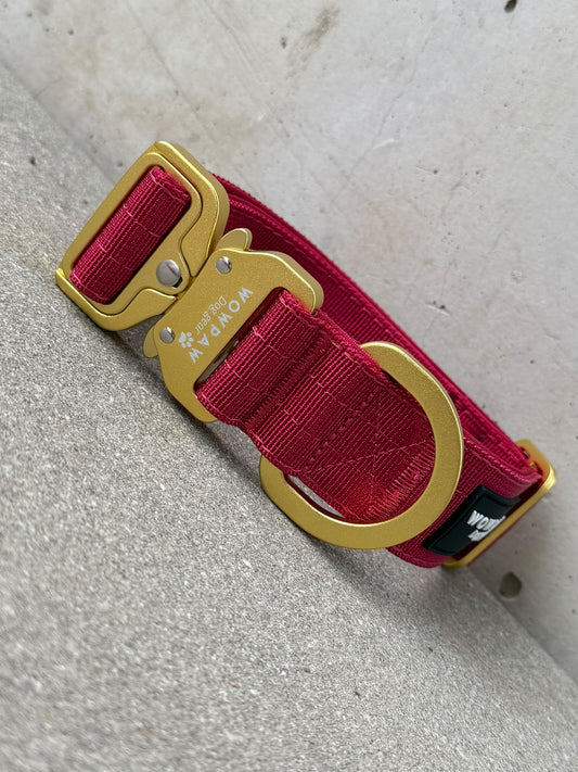 Taktisches Hundehalsband 3,8cm ULTRA LIGHT Burgund Edition Größe M ohne Griff