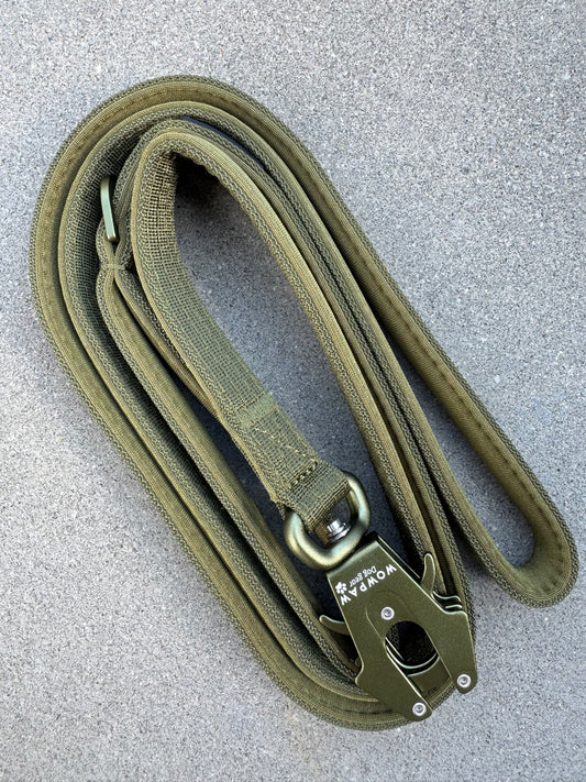 Guinzaglio tattico per cani con moschettone a rana, girevole a 360°, lunghezza 1,8 menta / oro rosa