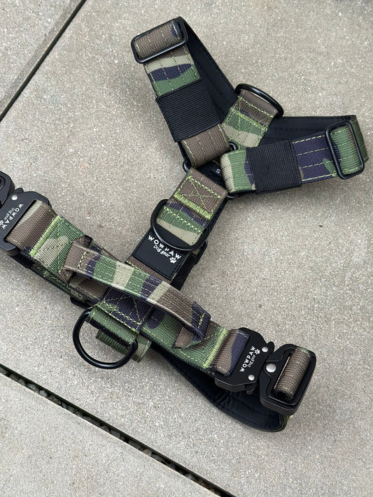Wysokiej jakości szelki dla psa L Army Green Camouflage 