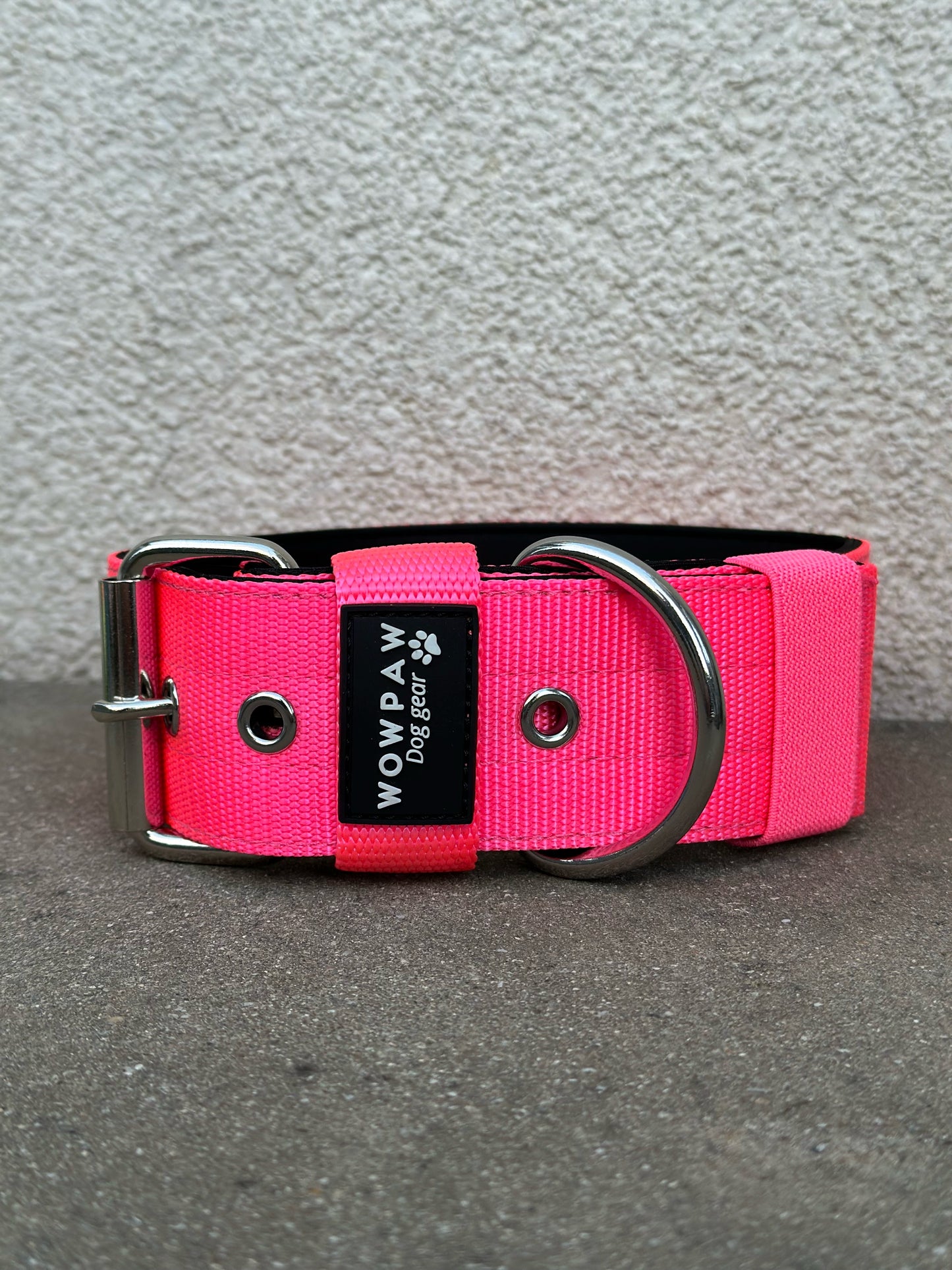 Collare per cani basic di alta qualità rosa neon taglia S