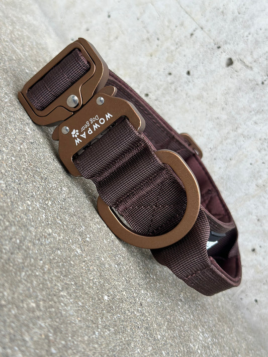 Wysokiej jakości taktyczna obroża dla psa 3,8 cm ULTRA JASNY BRĄZ Rozmiar S