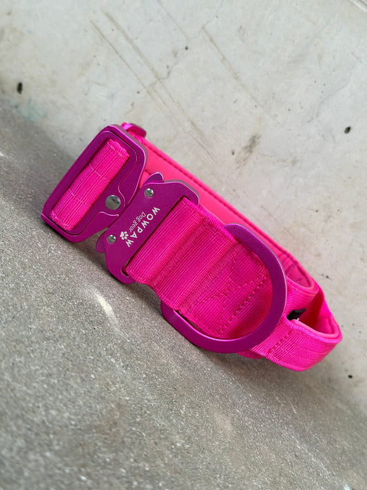 Wysokiej jakości taktyczna obroża dla psa 5cm ULTRA LIGHT Magenta Edition rozmiar S