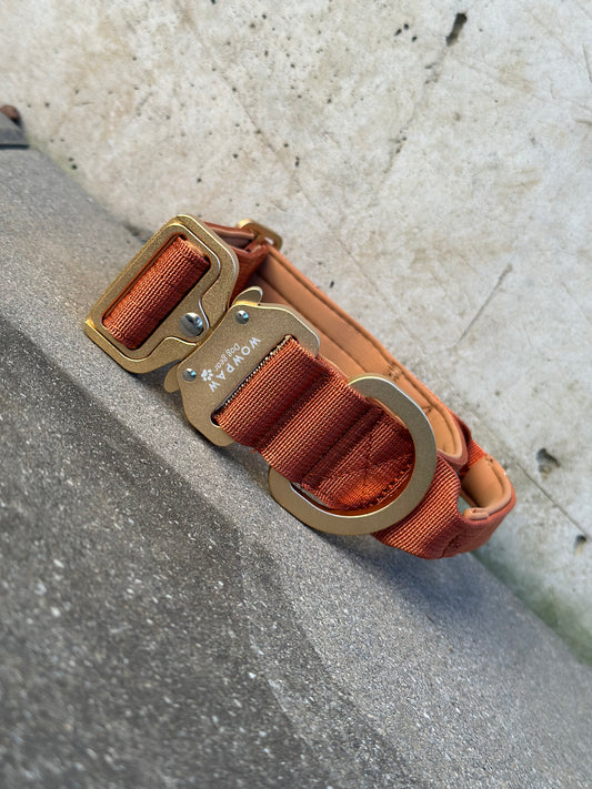 Wysokiej jakości taktyczna obroża dla psa 3,8 cm ULTRA LIGHT COPPER Rozmiar S