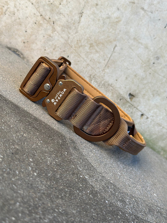 Wysokiej jakości taktyczna obroża dla psa 3,8 cm ULTRA JASNY BRĄZ Rozmiar wydania M