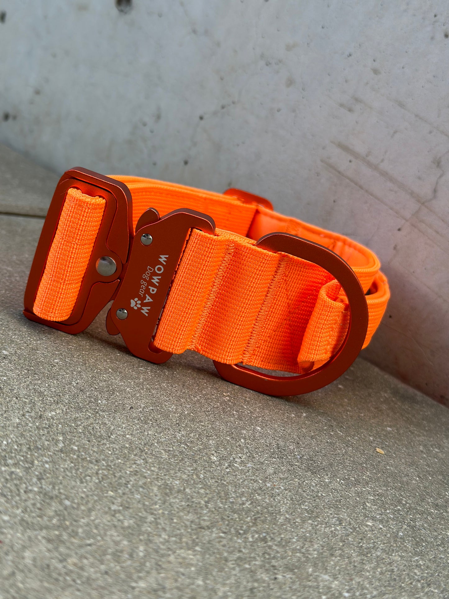 Wysokiej jakości taktyczna obroża dla psa 5cm ULTRA LIGHT Neon Orange Edition Rozmiar L