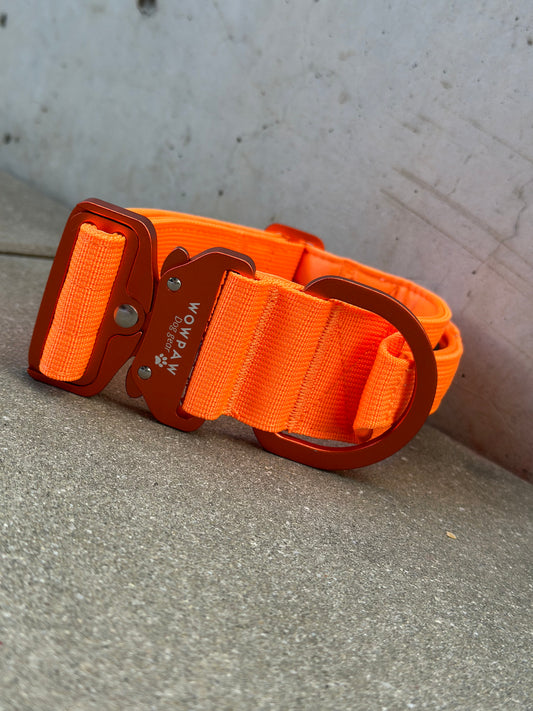 Wysokiej jakości taktyczna obroża dla psa 5cm ULTRA LIGHT Neon Orange Edition rozmiar M