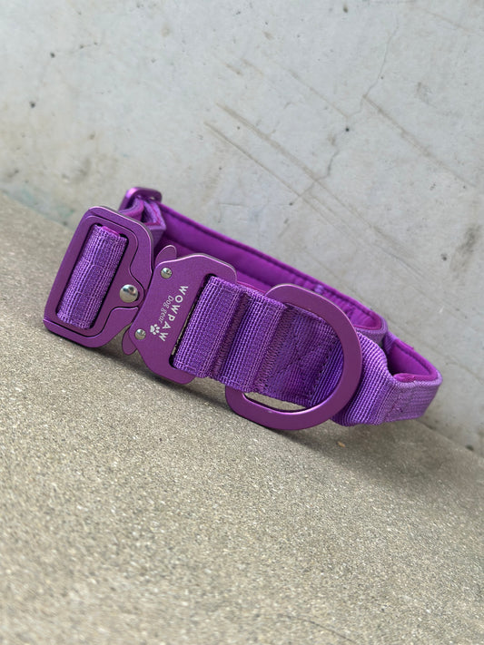 Wysokiej jakości taktyczna obroża dla psa 3,8 cm ULTRA LIGHT Purple Edition rozmiar S