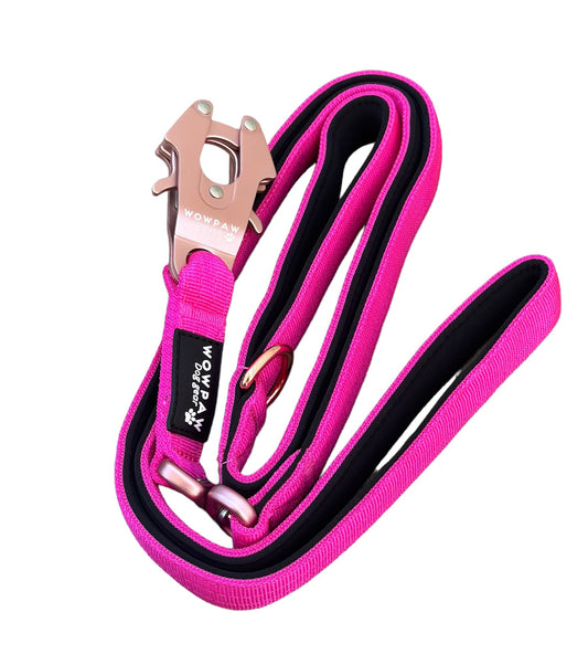 Taktische Hundeleine mit Froschkarabiner 360° drehbar Länge 1m Magenta X Rosegold