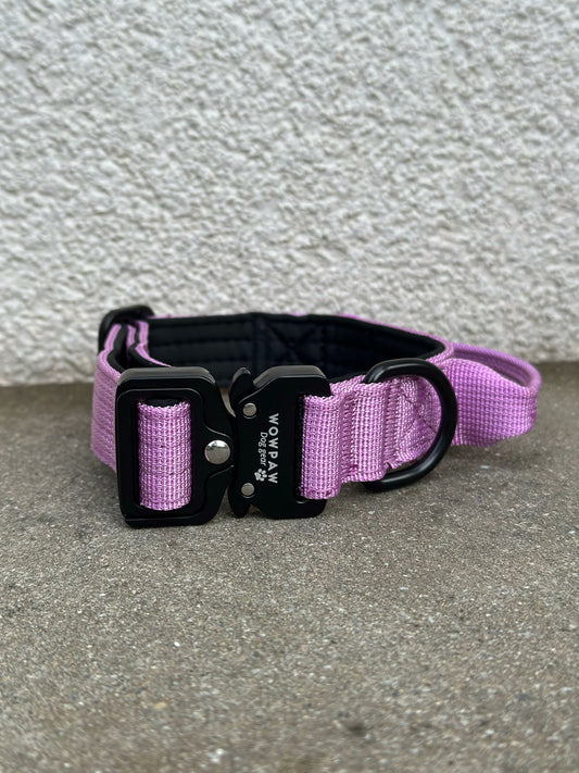Wysokiej jakości taktyczna obroża dla psa XS 2,5 cm jasnofioletowa