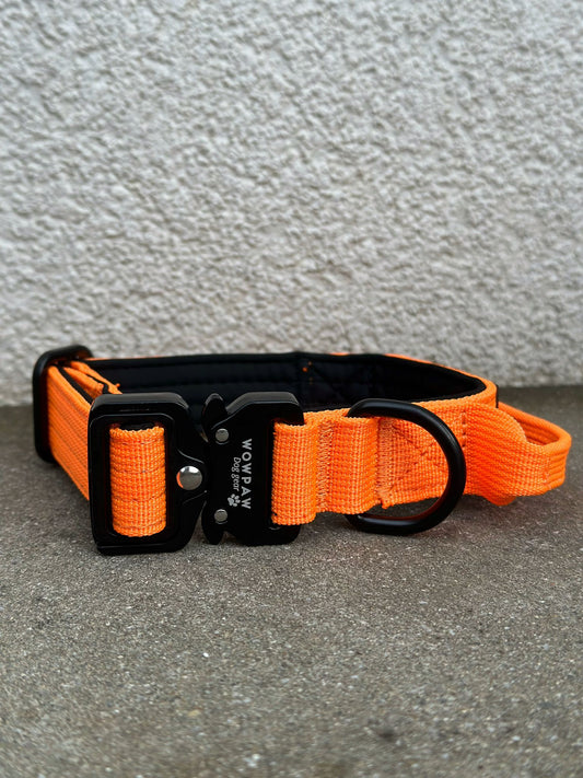 Wysokiej jakości taktyczna obroża dla psa XS 2,5 cm neonowo-pomarańczowa